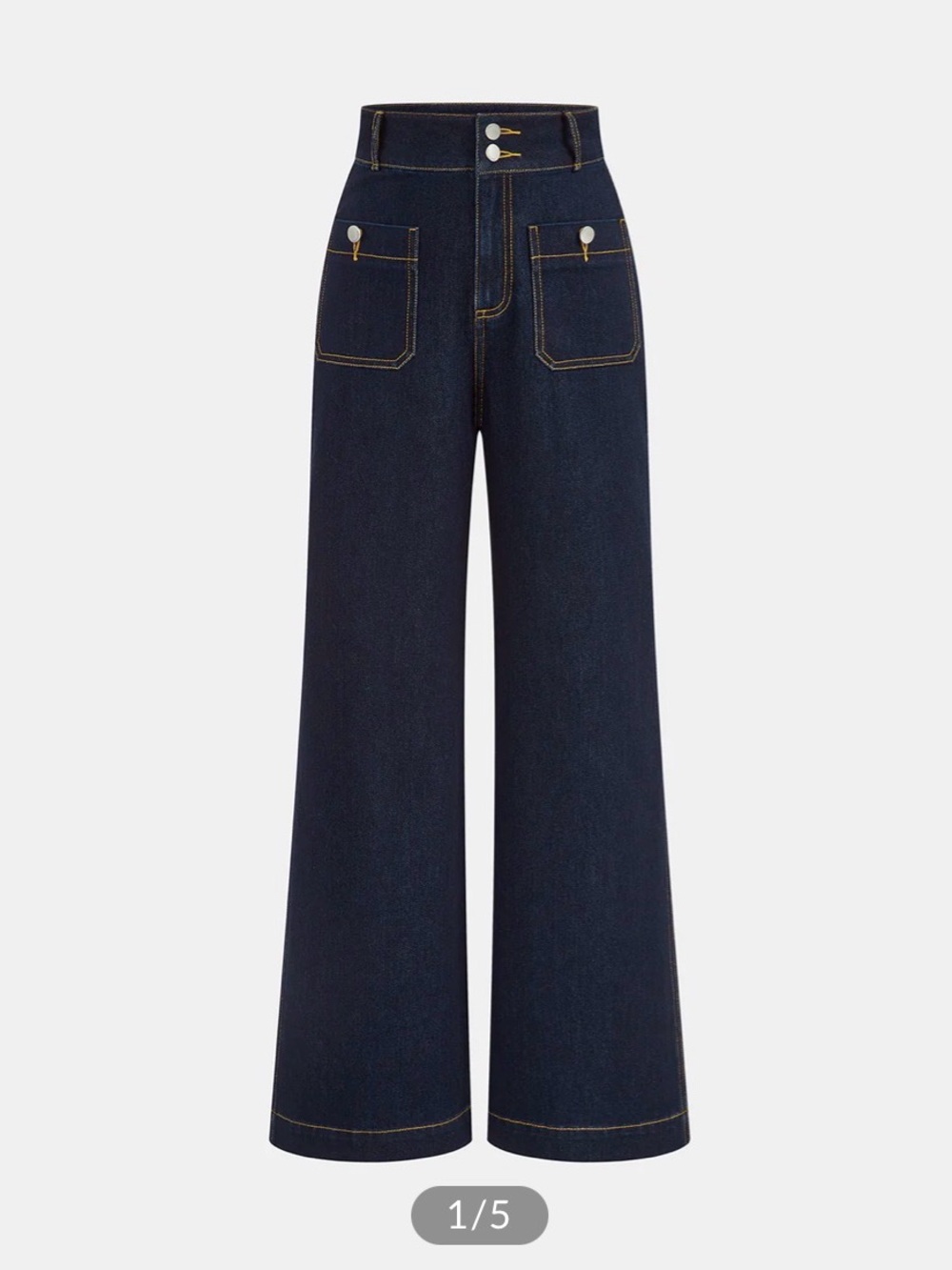 Commense High-Waisted Double-Button Straight-Leg Denim Pants